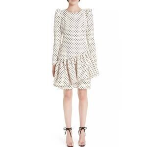 Rejina Pyo Vera 10 Asymmetrical Ivory Black Polka Dot Long Princess Sleeve Dress